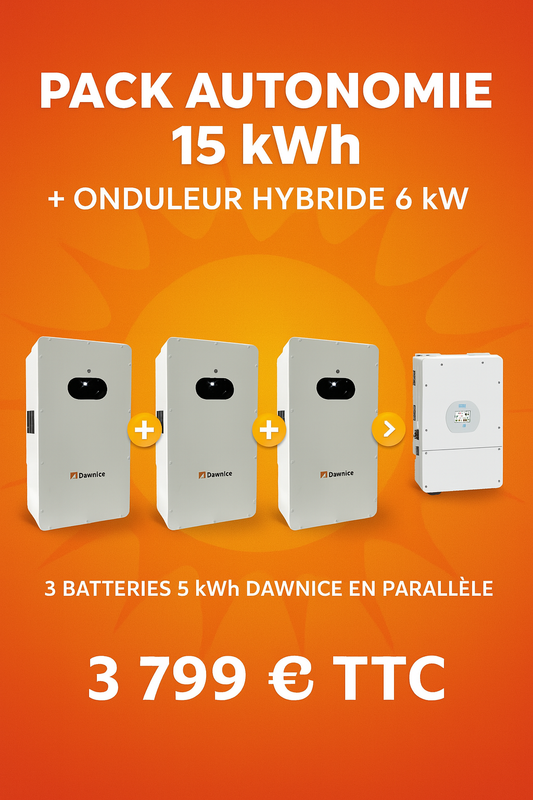⚡Pack Autonomie 15 kWh – Onduleur Deye 6 kW Hybride